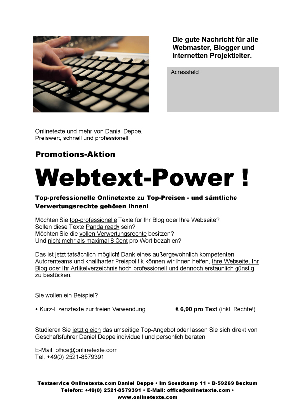 Webtext-Power aus Beckum